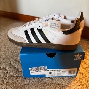 NEW NWT 5Y/6.5W Adidas Samba OG Sports SNEAKERS SHOES BLACK WHITE